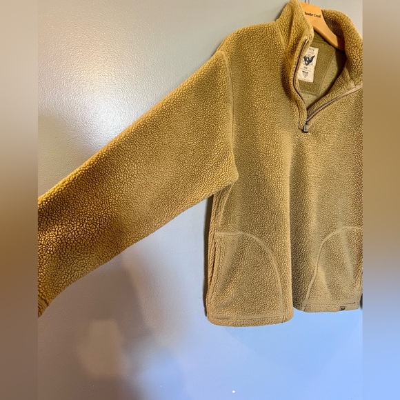Vintage ✨ Arrow khaki tan brown fuzzy sherpa teddy half zip - Picture 2 of 6